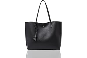 SSKHE Borsa tote nera con tasca interna, grande capacità, impermeabile, moderna, in pelle morbida, per lavoro, scuola, shopping, tempo libero, per donne, Nero , One Size