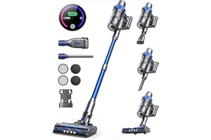 Buture Pro Aspiradora Sin Cable Potente, 38KPA/450W Aspiradora Escoba Sin Cable Modo Automático Inteligente, Pantalla Táctil, 55 Min Batería Extraíble,1,5L Aspirador Sin Cable Suelo/Alfombra/Mascota