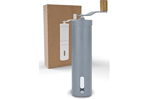 Lambda Coffee młynek do kawy, ręczny młynek do kawy ze stali nierdzewnej i aluminium, młynek do espresso z młynkiem ze stali nierdzewnej lub ceramicznym (niebieski, młynek do kawy z ceramicznym