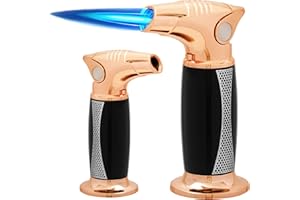 M TIME C CLUB Torcia ricaricabile in butano – Torcia a micro soffiaggio ad alte prestazioni con fiamma regolabile, serratura di sicurezza e design antivento per casa e cucina (gas non incluso)