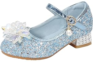 TDEOK Prinzessin Schuhe Mädchen Absatz Blinkende Kinderschuhe Mädchen Weiche Schuhe Für Besondere Anlässe, Taufe, Hochzeit Party Ballerinas Schuhe Taufschuhe Mädchen Baby Mary Jane Schuhe