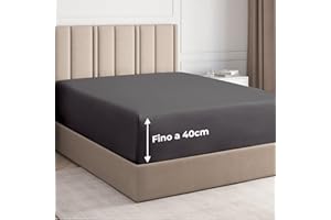 CGK UNLIMITED Lenzuolo con angoli 180x200cm - Extra profondo per materassi fino a 40cm (16") di altezza - Morbida microfibra spazzolata - Antipiega, resistente al restringimento e colori - OEKO-TEX - Grigio scuro