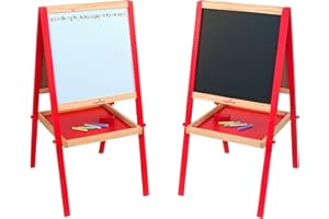 Legnoland- Lavagna in Legno H con Gessi e Cancellino, Multicolore, 89 cm, 35479