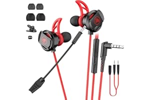 BraveKoi In-Ear Gaming Headset, Wired Earbuds with Noise Cancellation, Dual Microphone Bass Stereo Gaming Earphone Suitable for PS4 Xbox one/S, Nintendo Switch, Laptop