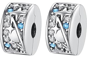 Rimgoris Breloque en argent sterling 925 pour femme, bracelets, collier, or rose, étoile, lune et soleil, clé étoile, planète, clips étoile et lune, étoile de mer, pendentif intégré, cadeau