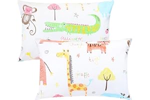 BABY AMABC Baby Toddle Pillowcase 2 Pack 100% Cotton Pillow Cover, Cot Bed Pillow Pair Cases 40x60cm Gifts for Children's Day ，Envelope Style Travel Pillow Cover for Boys and Girls