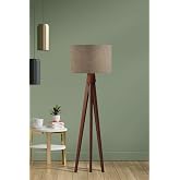 RivaIstanbul Brown Textured Cylinder Head Wooden Three Legs Lamp