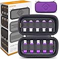 QUENZROC USB Drive Case Organiser Fits 20 Flash Thumb Drives USB Sticks Holder Hard Storage Case Portable Box Travel Carrying Pouch Purple