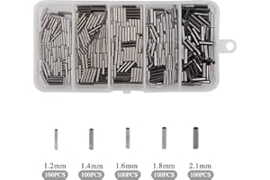 SHADDOCK Fishing Crimp Sleeves Kit, 500pcs Single Barrel Crimp Sleeves Brass Copper Crimping Loop Sleeve Assortment Fishing Line Tube Connector Wire Leader Rigging Tackle for Wire Rope Cable