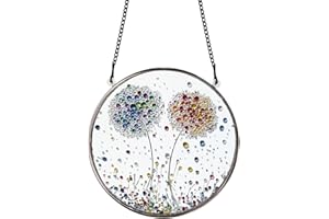 PLIGREAT Dandelion Stained Suncatchers Glass Sun Catchers Crystal Acrylic Light Catcher Patio Garden Hanging Tree Ornaments for Living Room Bedroom Window Decoration Wall Art Decor Memorial Gifts