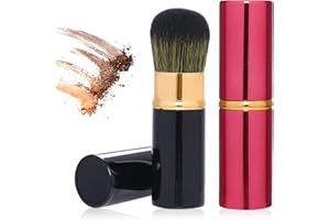 VIN BEAUTY Lot de 2 pinceaux de maquillage rétractables - Brosse à blush portable liquide - Pinceau à poudre - Pinceau de maquillage extensible avec couvercle - Pinceau de mixage pour le visage
