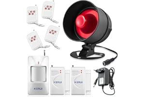 TOWODE Allarme casa Senza fili, Allarme Casa 9-Pezzi Sistema di Allarme per con Sirena di Allarme con 115 dB Allarme per Porte Rilevatore di Movimento Telecomandi Campanello Senza Fili per Garage Ufficio