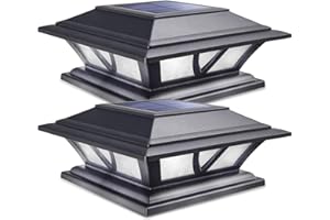 Siedinlar Lampe Exterieur Lumières Solaires de Chapeau de Poteau 2 Modes Lampe LED pour Jardin Terrasse Clôture 4x4 5x5 6x6 pouce Poteau en bois Lot de 2