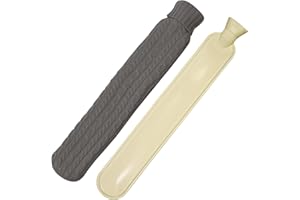 BringLuck2U Borsa Dell Acqua Calda Lunga, Borsa Dell Acqua Calda con Fodera per Notti Accoglienti Sollievo dal Dolore Collo Posteriore - 72 x 12 cm in Gomma Premium (Grigio scuro)