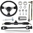 PRO BAT 300mm/11.8'' Steering Wheel Steel Kit 420mm/16.5'' Gear Rack Pinion Adjustable Shaft Set Replacement for Go Kart Go Cart Golf UTV 110cc 125cc 140cc 150cc Buggy