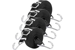 HWTONG 4 Pièces Sandows a Crochets,2 m Tendeurs Elastique avec Crochets avec Crochets, vélo, Transport de Voiture, Outil de Rallye
