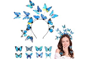 ORGOUE Butterfly Headband, Butterfly Hair Headband for Women Girls Blue