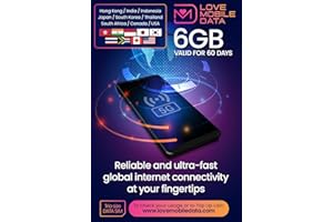 LOVE 2 SURF International Multi-Network 4G/5G Data SIM (Wifi Routers, Tablets & Phones) - Canada, Hong Kong, India, Indonesia, Japan, South Korea, Thailand, South Africa & USA - 6GB - 60 DAYS - LOVE MOBILE DATA