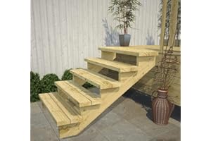 Gartenwelt Riegelsberger Scala per terrazze, larghezza 95 cm, scala con 5 gradini, altezza piano 89 cm, legno massello di pino impregnato in autoclave, set completo di guance, assi e viti