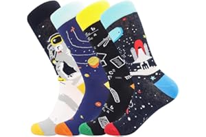 BONANGEL Men's Dress Cool Colorful Fancy Novelty Funny Casual Combed Cotton Crew Socks Pack Patterned Office Socks,Mid Calf Cool Crazy Socks Unique & Striking Design