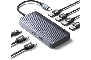 Anker 7-in-1 USB-C Hub, Dual Display USB-C Docking Station, Dual HDMI Display, 100W Stromzufuhr, 10Gbit/s Datenübertragungen, USB-Anschlüsse für MacBook Air/Pro, Dell XPS, iPad Pro und mehr