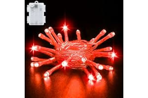 cshare Guirlande lumineuse décorative pour Halloween - 3 m - 30 LED rouges - Batterie avec minuterie - IP65 - Étanche - Pour Noël, jardin, chambre, extérieur, intérieur - Décoration d'Halloween