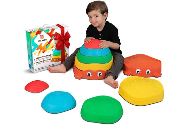 Pierres d’équilibre pour enfants – Antidérapantes & stables – Jouet Montessori pour développer l’équilibre, la motricité & la coordination – Jeu sensoriel & éducatif pour intérieur & extérieur