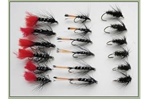 TROUTFLIES UK WET VARIETY PACKS Wet Trout Flies, 18 Pack, Zulu, Black Pennel & Black & Peacock, choice of Size