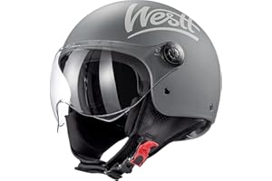 ‎WESTT Westt Jethelm mit Visier Motorradhelm Herren Damen Helm Motorrad Roller Helm Mopedhelm Chopper Retro Mofa ECE DOT Zertifiziert