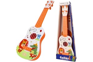 Kids Ukulele Toy, 41cm Mini Guitar with 4 Adjustable Strings, Educational Music Instrument for Toddlers and Children, Ideal for Learning and Play, Orange