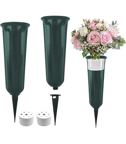 Vase Funéraire En Plastique Avec Bord - Décoration Funéraire Résistante