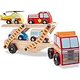 Melissa & Doug Wooden Emergency Vehicle Carrier, Magnetic Wooden Cars & Truck Toy | Wooden Toys for 3 Year Old Boy Gifts | Toy Car Set | Toddler Toy Cars for 3+ Year Old Boys & Girls 3 4 5 7
