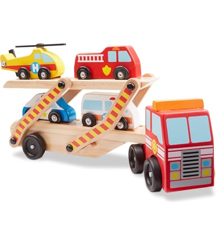 Garage En Bois Leomark 3 Étages Avec Ascenseur - 9 Voitures Métal Inclus - Jouet Enfant 44x36x40 Cm