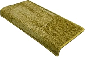 FLODI. Pattern Carpeted Stair Tread Mats, Via Veneto, Set of 15 Pieces, Self Adhesive Anti Slip Staircase Carpet Step Mats Stair Runner (Green, Rectangular - 23 x 65 cm)