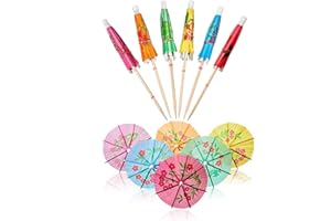 KAIAIWLUO Parapluies à Cocktail,144 PCS Papier Parapluie Pics Alimentaires Bâtonnets à Cocktail Décoration Parasols Cocktail Accessoires pour Bar Boire Fruits Nourriture Vin Fête