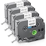 UniPlus Compatibile per Brother TZe-231 TZ-231 12mm x 8m Nero su Bianco Nastro Cassette Etichette per Brother PT-1000 PT-1010