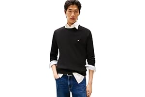 Tommy Hilfiger Męski sweter z bawełny Essential Crew Neck MW0MW14748, czarny, XL, czarny (czarny), XL