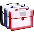 3 Pcs A4 Popper Wallet Plastic Folder Poly Pockets Envelope, Expanding File Folders with Button & Portable Handle, Waterproof Document Organiser Business Card,Premium File Pouch for School Office Home