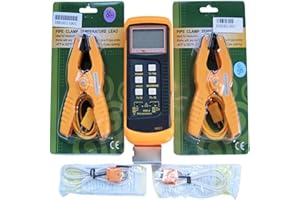 CHICBOSOMN 1PC Digital Thermometer 2-Way K-Type Temperature Probe, Dual Channel K-Type Digital Thermocouple Thermometer 6802 II, 2 Pipe Clamp