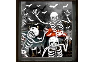 JOKILY Pegatina para ventana de Halloween con dibujos animados de Halloween, pegatina gruesa y duradera, decoración interior de Halloween, calavera pirata, color blanco y negro