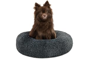lionto Lit Donut pour Chiens et Chats, lit Rond Moelleux pour Petits et Grands Animaux domestiques, Ø40 cm, lit pour Chats en Peluche Doux, Coussin pour Chien avec Rembourrage Extra épais, Gris foncé