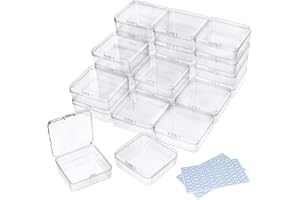 DUOFIRE Contenitori Plastica Scatola Plastica con Coperchio Contenitore Piccolo in Plastica Trasparente con Perline, 24 contenitori piccoli con coperchio per perline, gioielli(8,4 x 8,4 x 2,7 cm)