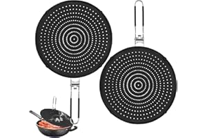 PANGTON VILLA 2 paraspruzzi in silicone da 32 cm, per padella, paraspruzzi con manico pieghevole, protezione universale da schizzi di grasso, protegge la pelle dalle scottature