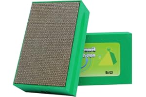 BSRTTOOL Diamond Hand Polishing Pads 60 Grit Sanding Blocks Foam Backing for Tile Stone Marble Concrete Ceramics Granite Glass Wet Dry 1PCS (Grit-60)