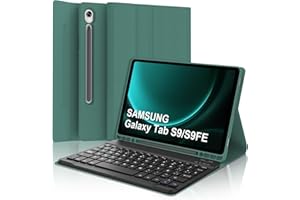 JADEMALL Funda con Teclado para Samsung Galaxy Tab S10 FE/S9 FE 10.9 Pulgadas, Teclado Bluetooth Inalámbrico con Funda Delgado para Samsung Galaxy Tab S10 FE 10.9" 2025/S9 FE 10.9"/S9 11" 2023, Verde Oscuro
