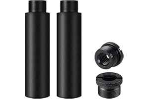 KINBOM 2 Stück Mikrofonständer Verlängerung, 1,5cm Mikrofon Verlängerungs Stange mit 2 Stück 1-1,5cm Mikrofon Stativ adapter schrauben Adapter gewindeadapter für Armstative (Schwarz)