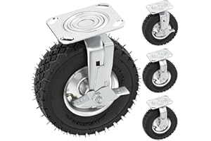 VELPAX 4Pcs Ruote Industriali Ø200mm - 2 Girevoli + 2 Girevoli con Freni - Capacità 200kg - Rotelle Industriali per Carrelli, Montascale e Trasporti Pesanti