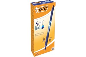 BIC Soft FeelClic Grip Penna a Sfera, a Scatto, Punta Media da 1,0mm, Confezione da 12 Pezzi, Colore Blu