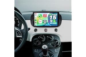 ACAVICA Autoradio per Fiat 500 2007-2015 Android 15 4+64GB - Schermo 9" 1280x800 con Wireless CarPlay Android Auto - GPS Navigatore, Bluetooth 5.4, WiFi 6.0, DSP, Touchscreen