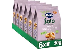 Hero Solo BIO - Snack Lentilles et Mais Bio - pour Bébés dès 10 Mois - non Frits, 100% Naturels, Sans Gluten, ni Conservateurs ni Colorants et Sans sel Ajouté- Lot de 6 x 50 g